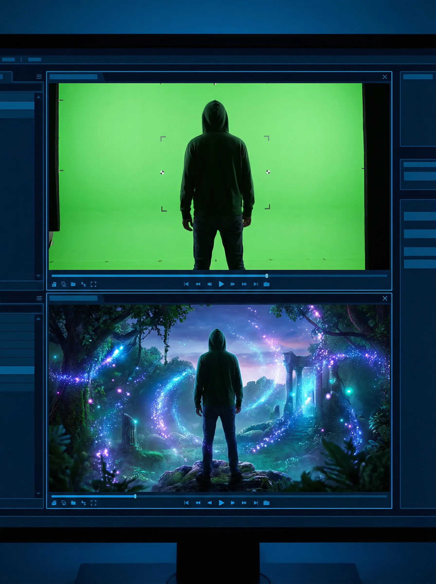 寸止挑战 绿幕抠图合成 - 奇幻场景VFX特效